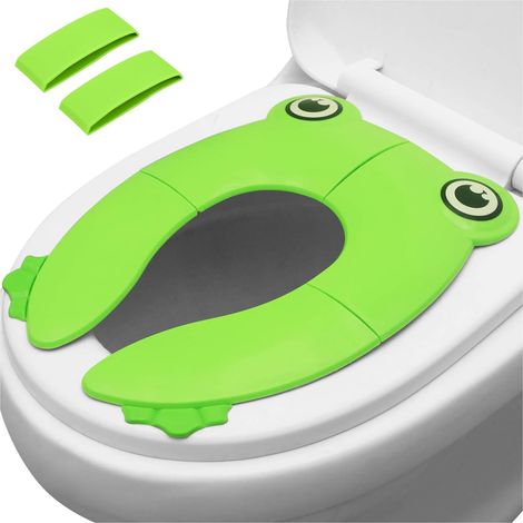 Réducteur WC Bébé Pliable - 1 Unité - Silicone - Design Grenouille - Anti-Glisse - Voyage et Maison - Vert (1/5)