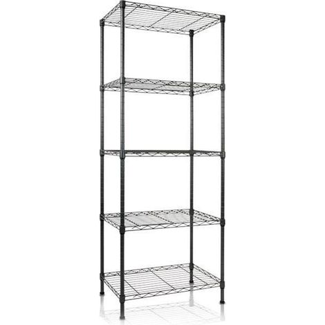 Metallregal Rocky Pulverbeschichtet schwarz 5 Böden 90 x 60 x 200 cm