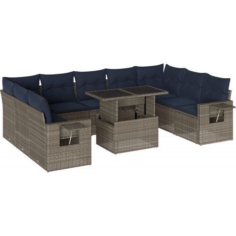 Maison Exclusive - Ensemble de canapé de jardin 10 pcs avec coussins gris résine tressée