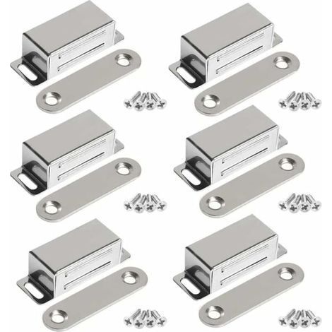 Aimants magnétiques pour armoire 10 kg, puissants aimants en acier inoxydable pour armoire, aimants pour porte d'armoire (6 pièces) (vis en acier inoxydable) (1/5)
