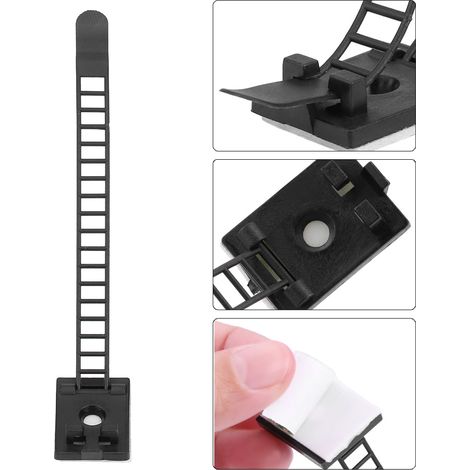 50 verstellbare, selbstklebende Kabelbinder für Autokabel, schwarze Drahtklemmen, Kabelclips zur Organisation von Elektrokabeln (1/5)