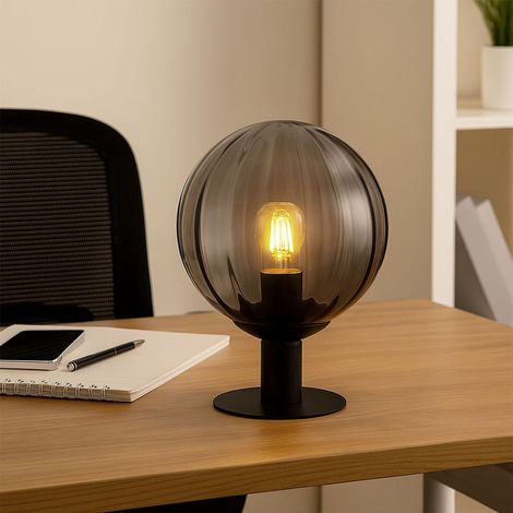 Globo - lampe de table - Dallerta - noir - verre verre fumé - Ø (1/5)