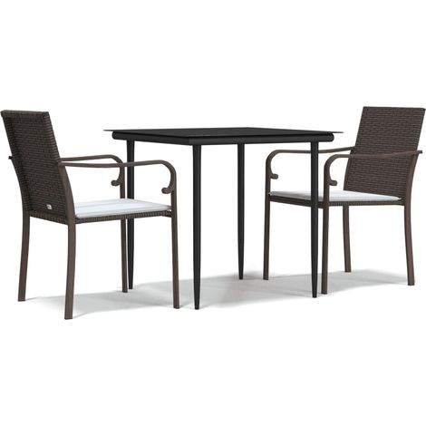 Maison Exclusive - 3-tlg. Garten-Essgruppe mit Kissen Poly Rattan