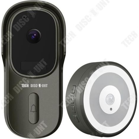 Sonnette connectée Td® Tuya avec vidéo HD 1080p, Wi-Fi, vision nocturne infrarouge, sans fil et réglage de la luminosité (1/4)