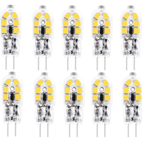 Lampadina LED G4 3W, bianco caldo 3000K, AC/DC 12V, equivalente a lampadina alogena 20-30W, 180 lumen, non dimmerabile, confezione da 10 (1/5)