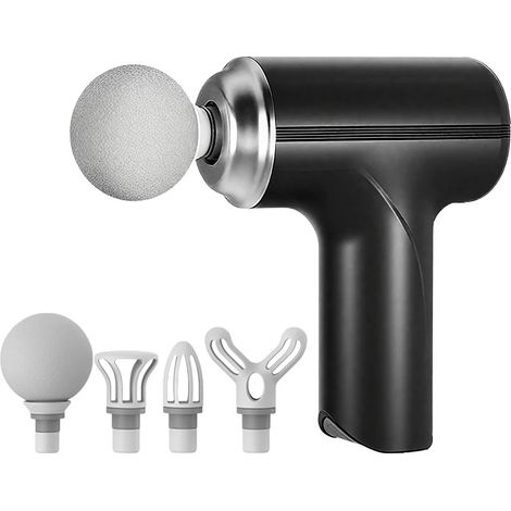 Pistolet de massage électrique USB (noir), pistolet de massage des fascias, pistolet de massage corporel à vibrations haute fréquence (1/5)