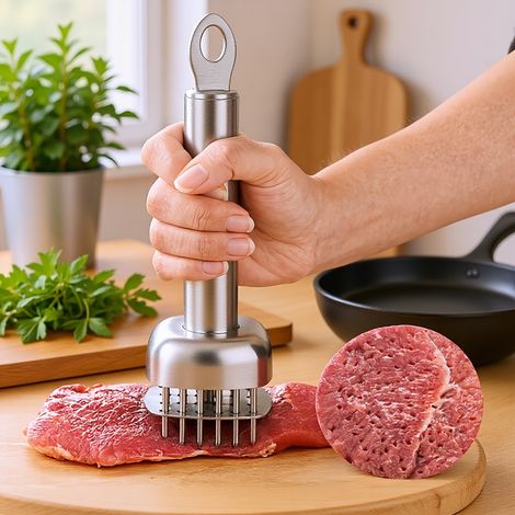 Attendrisseur à viande à aiguilles en acier inoxydable 304 (1 pièce) – Adapté pour le steak, le bœuf, le porc et le poulet (1/5)