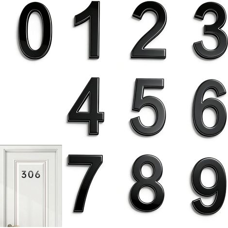 Numéro de maison extérieur moderne Numérotation Appartement Portes Numéro de porte autocollant Numéro Adresse Maison Plaque de numéros de maison et Numéros de Boite aux Lettres (B) (1/5)