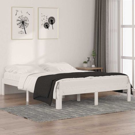 vidaXL Estructura de cama doble sin colchón madera blanco 150x200 cm (1/5)