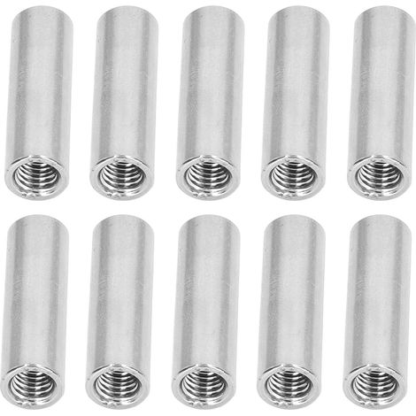 M8 x 1,25 Innengewindemuttern, 10er-Packung, 40 mm lang, rund, Innengewinde, für Montage und mechanische Verbindung (1/5)