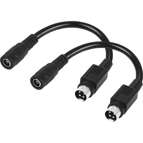 Câble court d'alimentation CC 15 cm 4 broches DIN vers 5,5 x 2,1 mm pour adaptateur de chargeurs de système de caméra CCTV (1/5)