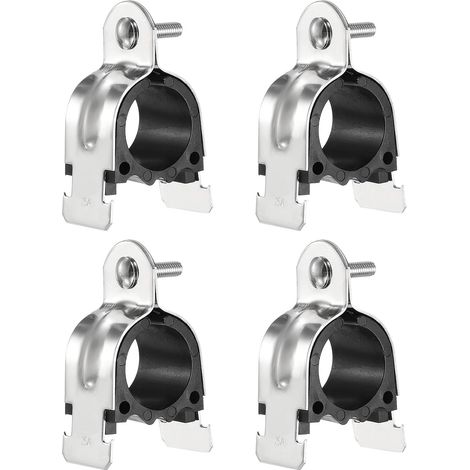 4pcs Coussin En Caoutchouc Collier De Montant 1-1/4" Universel 304 Acier Inoxydable Collier De Montant Avec Boulon Et Ecrou Pour Tuyau Cuivre PEX Tube CVPC, Argent Noir (1/5)