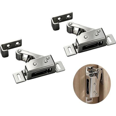 Set mit 2 automatischen, federbelasteten Schranktürriegeln zum Öffnen von robusten Türen – Ideal für Schränke und Regale (Edelstahl 304) (1/5)