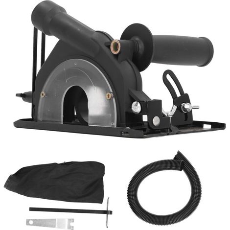 Protecteur de Coupe pour Meuleuse d'Angle Ajustable (0-45°) - Compatible 100-125mm avec Guide et Sac à Poussière - Matériau Fer/ABS - Profondeur de Coupe 40mm (1/5)