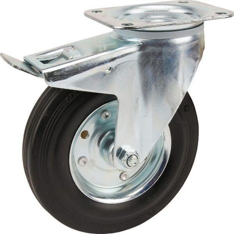 Roulettes pivotantes à bandage en caoutchouc noir TENTE 3477DVR200P63 (1/4)