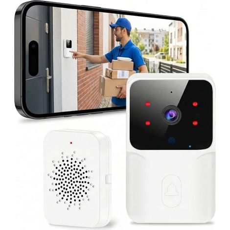 Kit 1+1 Sonnette Video, Caméra 1080P, Étanche IP65, Interphone Bidirectionnel, Pour Maison
