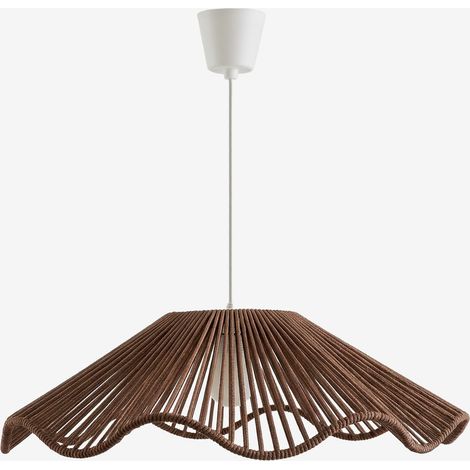 Lampe suspendue de plafond pour extérieur en fer et corde tressée Kirinda SKLUM Marron Chocolat (1/5)