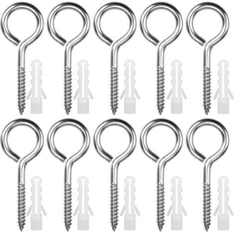 10 Stück Ringschrauben aus Edelstahl M8 x 100 mm Schwerlast Ösenschraube Schraubhaken für Hängematten, Markisen, Hängesessel, festes Kabel, Silber