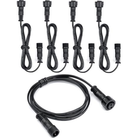 Lot de 5 Câbles d'extension étanches à 2 Broches de 1m pour Spot Led Encastrable Exterieur Couleur Unique (1/5)