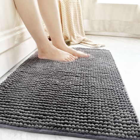 Tapis De Salle De Bain - Microfibre Absorbant Non Glissant - 40x60 Cm - Noir - 1 Pièce