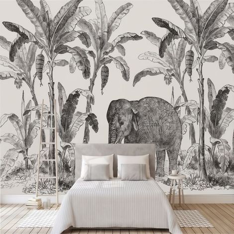 Papier Peint Noir et Blanc - Forêt Sombre - 150 x 250 cm (1/2)