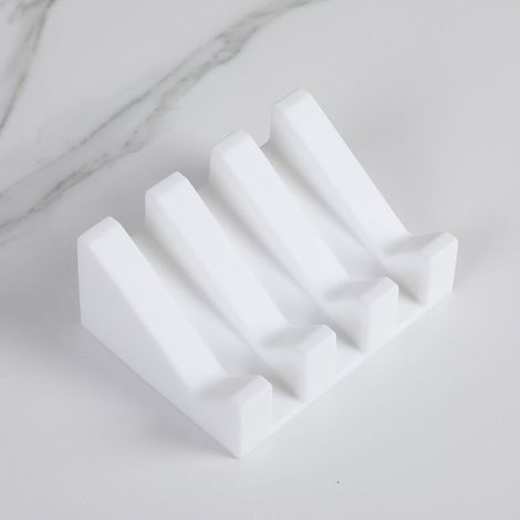 Porte Savon - Porte-Savon Silicone Moderne - Anti-Rouille - Surface Inclinée avec Évacuation d'eau pour Mieux Conserver Le Savon - blanc - 9.5 × 7 cm