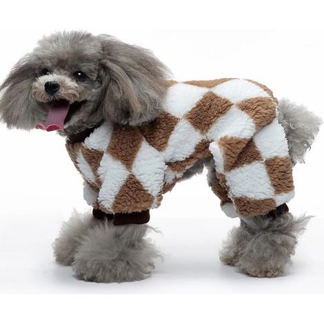 Abiti per cani in lana d'agnello invernali, gilet di maglione per animali domestici all'aperto (bianco caffè, M) (1/5)