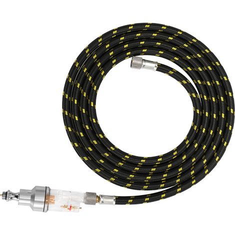 Kit accessoire aérographe pro tuyau 1.8m/5.9ft tressé nylon (raccords 1/8" femelle aux deux bouts) et séparateur eau-huile 1/8"