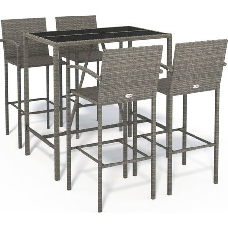 Maison Exclusive - Set da Bar da Giardino 5 pz Grigio in Polyrattan (1/5)