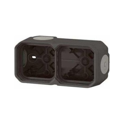 Boîtier saillie étanche Plexo 2 postes pour montage horizontal ou vertical, sans cloison, avec 3 embouts à membrane amovible et perf (1/5)