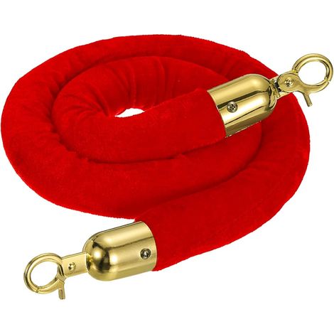 6.6 Ft/2 m Barrière Séparation Cordon Velours Rouge Doré Avec Crochets (1/5)