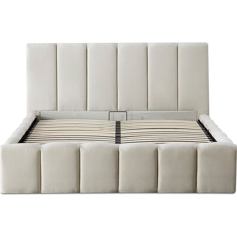 Lit coffre beige Madeleine 140x190 cm (1/5)