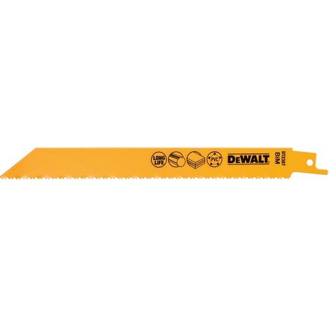 Dewalt – Lame de scie sabre 203 mm – DT2387QZ – Pack de 5 lames BIM pour métal et bois – Emmanchement universel