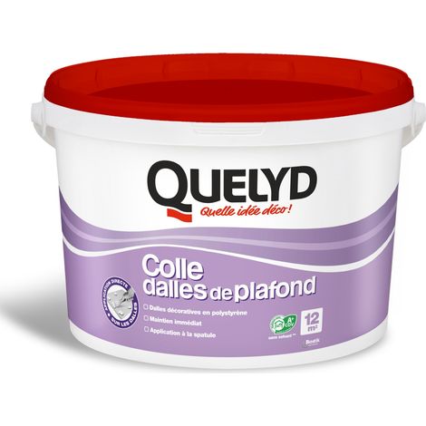 Colle dalles de plafond 4KG – Adhérence immédiate – Application directe sur polystyrène – Couvre jusqu'à 12 m² – Colle sans solvant – Quelyd