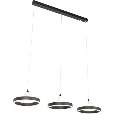 Pendant Light Black Oblong Incl. LED 3-Step Dimmable 3-Light - Lyani