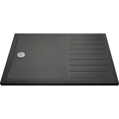 Nuie Pearlstone Grey Slate Effect Rectangular Walk-In Shower Tray 1700mm x 800mm (1/8)