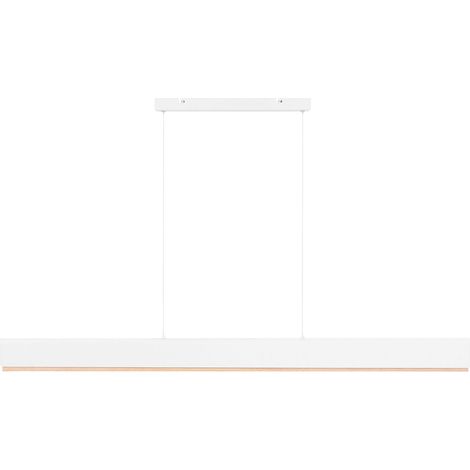 LED Pendant Lamp White Light Brown Iron Base Wooden Shade Scandinavian Style 120 cm Ceiling Dimmer Adjustable Cord Length MARA (1/5)