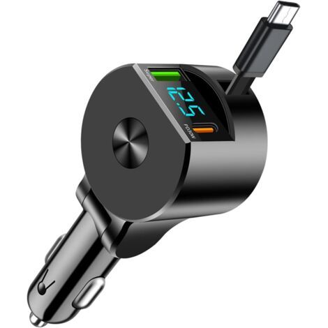 BUNTHAUS Rétractable Chargeur Voiture, USB C Accessoire Voiture Interieur, 75W Chargeur Allume Cigare, Voyage Accessoires, Adaptateur Allume Cigare USB pour iPhone 16 15 14 13 12 Pro Max Plus Galaxy S (1/5)