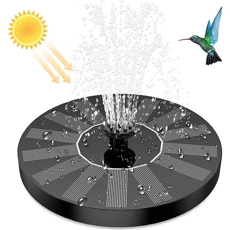 Fontaine solaire flottante d'extérieur (B-1,5W) 2,5 W avec 6 buses, idéale pour les bains d'oiseaux, les bassins, les aquariums et autres décorations de jardin. Pompe à eau incluse. (1/5)