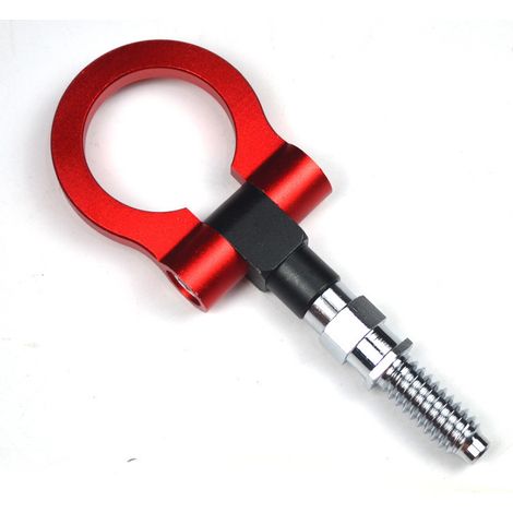 Crochet de Remorquage de Voiture, Keesno Kit de Remorque de Remorquage Automatique Universelle Anneau de Remorquage Crochet d'Attelage en Alliage d'Aluminium(Red) (1/4)