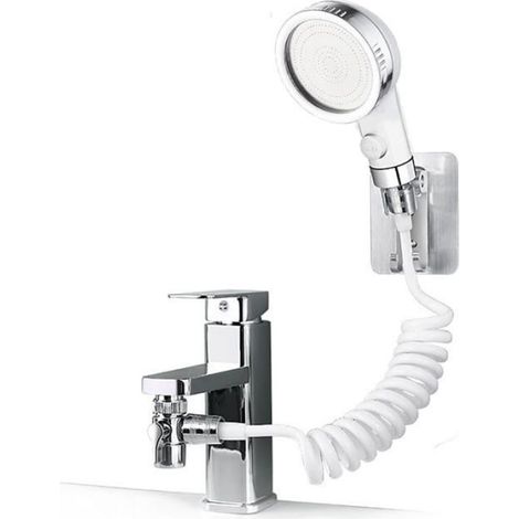 Douchette Main - Flexible Rétractable 140 cm - Pour Lavabo Baignoire Cuisine - Arrêt Éco-Eau - 1 Pièce (1/5)