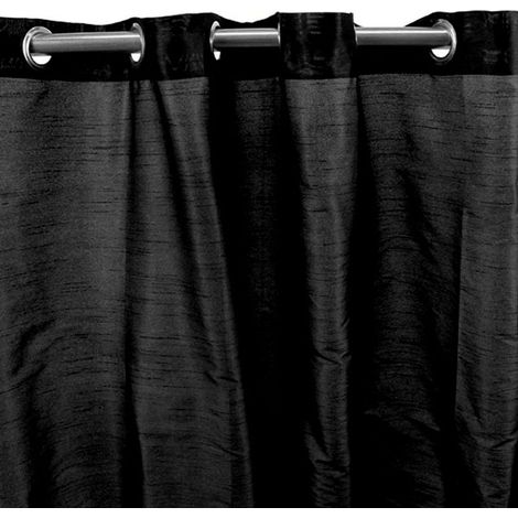 ART SILK - Rideau effet soie à œillets charbon 140x250 (1/3)