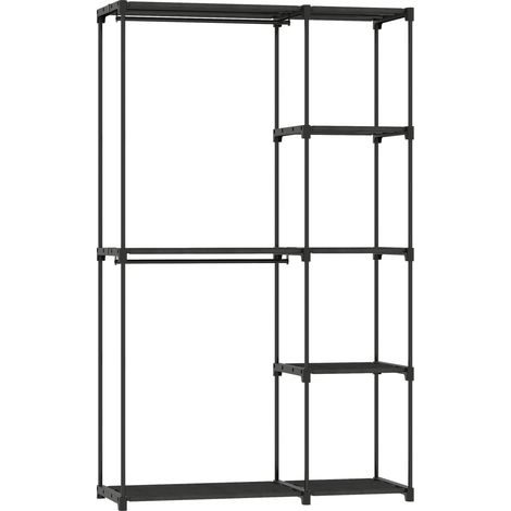 Kleiderschrank mit Kleiderstange und Einlegeböden, 111 x 43 x 185 cm, Schwarz