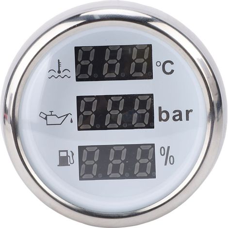 Compteur d'affichage Numérique de 52 Mm, Moniteur de Niveau de Carburant de Pression d'huile de Température de l'eau en Acier Inoxydable ABS pour Voitures Bateaux Camions Camping-cars (1/5)