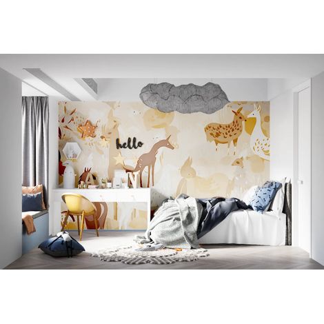 Papier Peint Animaux - Faune Sauvage en Teintes Douces - 150 x 250 cm (1/2)