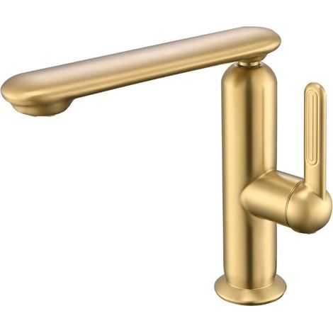 Cross-border 304 Stainless Steel Hot and Cold Water Basin Faucet for Bathroom Countertops, Washbasins, and Handwashing Sinks - Brushed Gold