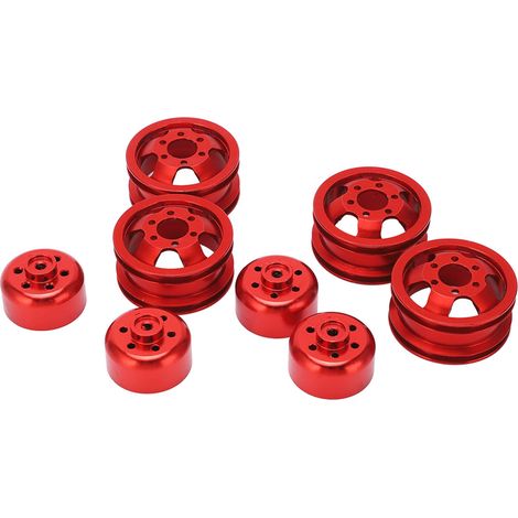 Jante de roue RC en alliage d'aluminium pour véhicules miniatures WPL Fj40 C14 C24 B14 B24 B16 B36 à l'échelle 1/16 (rouge) (1/5)