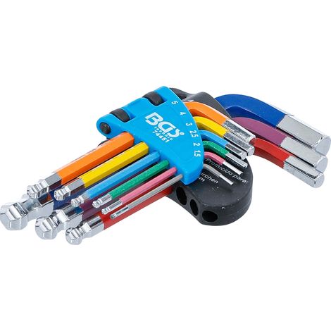 BGS 74451 Winkelschlüssel-Satz Multicolour kurz 9t Innensechskant mit Kugelkopf 1,5 - 10 mm (1/4)