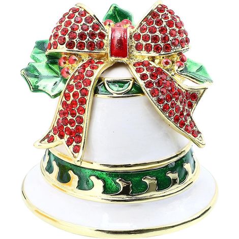 Adorable boîte à bijoux cloche de Noël en alliage, cadeau artisanal de Noël, boîte de rangement pour Noël (1/3)