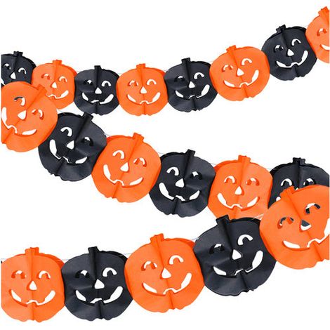 Guirnalda de calabazas de Halloween, decoración de papel de 3 m
